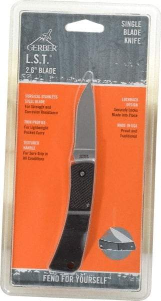 Gerber - 2-5/8" Blade, 6-1/8" OAL, Straight Pocket Knife - 3-1/2" Closed Length - Americas Tooling