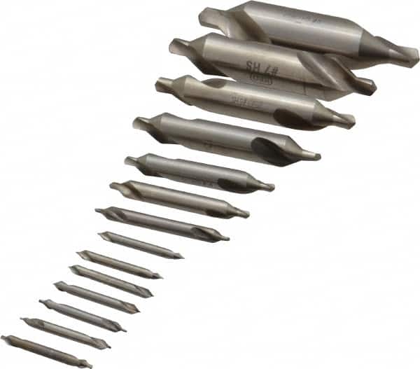 Keo - 14 Piece, #5/0 to 8, Plain Edge, High Speed Steel Combo Drill & Countersink Set - 60° Incl Angle - Americas Tooling
