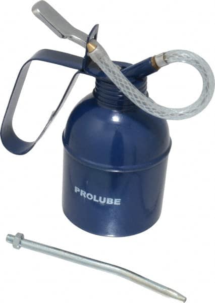 PRO-LUBE - 300 mL Capcity, 6" Long Flexible Spout, Lever-Type Oiler - Brass Pump, Steel Body, Powder Coated - Americas Tooling