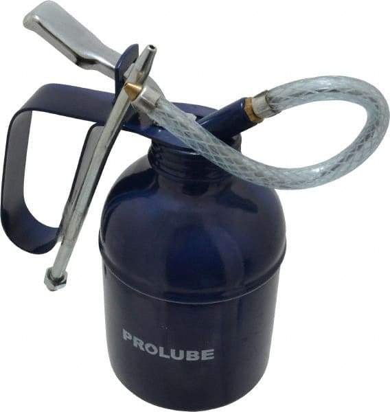 PRO-LUBE - 400 mL Capcity, 7" Long Flexible Spout, Lever-Type Oiler - Brass Pump, Steel Body, Powder Coated - Americas Tooling