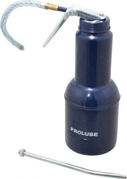 PRO-LUBE - 500 mL Capcity, 6 (Rigid), 7 (Flexible)" Long Flexible/Rigid Spout, Pistol-Grip Oiler - Brass Pump, Steel Body, Powder Coated - Americas Tooling