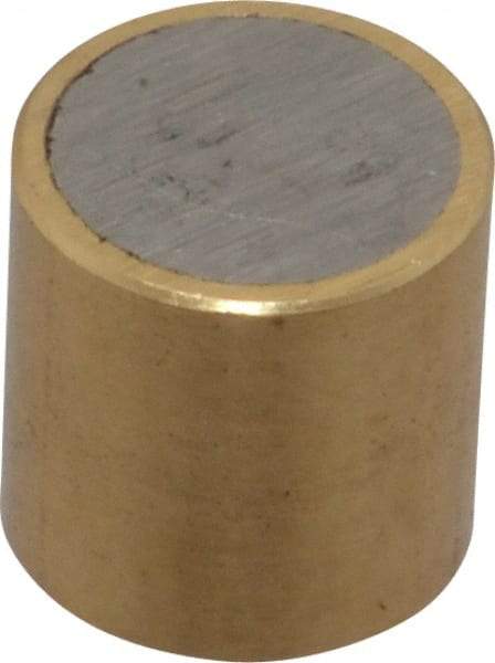 Mag-Mate - 3/8" Diam x 3/8" High, 0.1 Lb Average & 0.2 Lb Max Pull Force, Brass Alnico Shielded Magnet - 800°F Max Operating Temp, 0.032" Wall Thickness - Americas Tooling