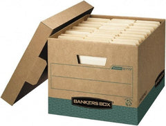 BANKERS BOX - 1 Compartment, 12-3/4" Wide x 10-3/8" High x 16-1/2" Deep, Storage Box - Corrugated Cardboard, Kraft (Color)/Green - Americas Tooling