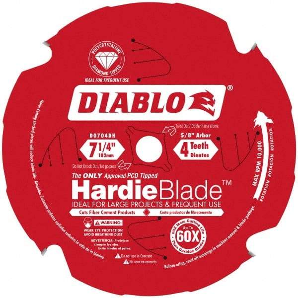 Freud - 7-1/4" Diam, 5/8" Arbor Hole Diam, 4 Tooth Wet & Dry Cut Saw Blade - Carbide-Tipped, Standard Round Arbor - Americas Tooling