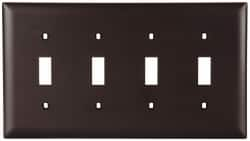 Pass & Seymour - 4 Gang, 4-1/2 Inch Long x 8-3/8 Inch Wide, Standard Switch Plate - Toggle Switch, Brown, Nylon - Americas Tooling