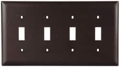 Pass & Seymour - 4 Gang, 4-1/2 Inch Long x 8-3/8 Inch Wide, Standard Switch Plate - Toggle Switch, Brown, Nylon - Americas Tooling