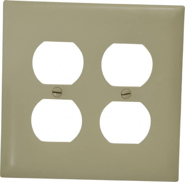 Pass & Seymour - 2 Gang, 4-11/16 Inch Long x 2-15/16 Inch Wide, Standard Outlet Wall Plate - Duplex Outlet, Ivory, Nylon - Americas Tooling