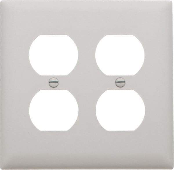 Pass & Seymour - 2 Gang, 4-11/16 Inch Long x 2-15/16 Inch Wide, Standard Outlet Wall Plate - Duplex Outlet, White, Nylon - Americas Tooling