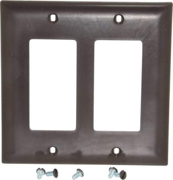 Pass & Seymour - 2 Gang, 4-3/4 Inch Long x 4-11/16 Inch Wide, Standard Switch Plate - Decorator Switch, Brown, Nylon - Americas Tooling