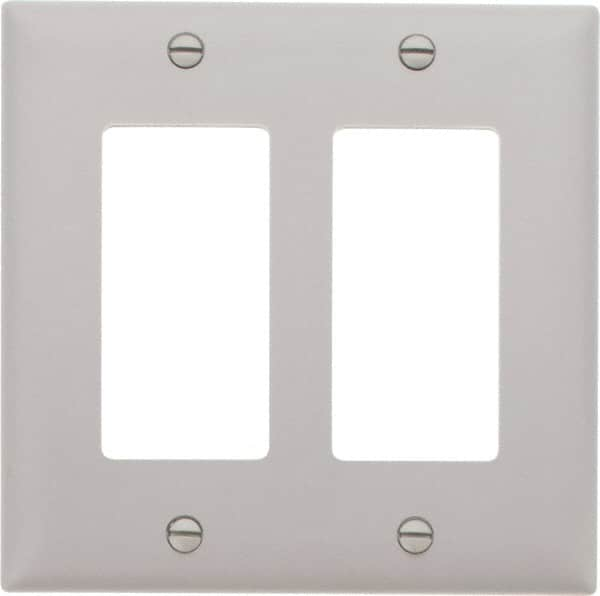 Pass & Seymour - 2 Gang, 4-3/4 Inch Long x 4-11/16 Inch Wide, Standard Switch Plate - Decorator Switch, Gray, Nylon - Americas Tooling