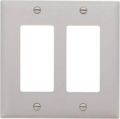 Pass & Seymour - 2 Gang, 4-3/4 Inch Long x 4-11/16 Inch Wide, Standard Switch Plate - Decorator Switch, Gray, Nylon - Americas Tooling