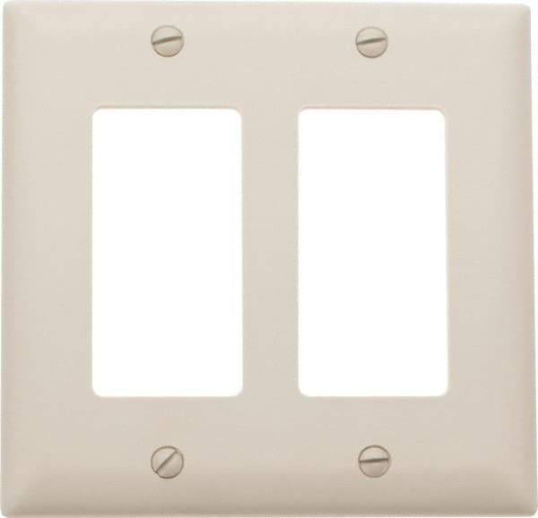 Pass & Seymour - 2 Gang, 4-3/4 Inch Long x 4-11/16 Inch Wide, Standard Switch Plate - Decorator Switch, Light Almond, Nylon - Americas Tooling