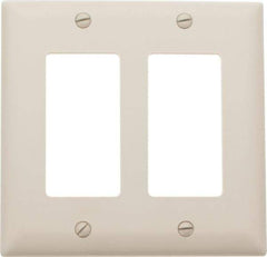 Pass & Seymour - 2 Gang, 4-3/4 Inch Long x 4-11/16 Inch Wide, Standard Switch Plate - Decorator Switch, Light Almond, Nylon - Americas Tooling