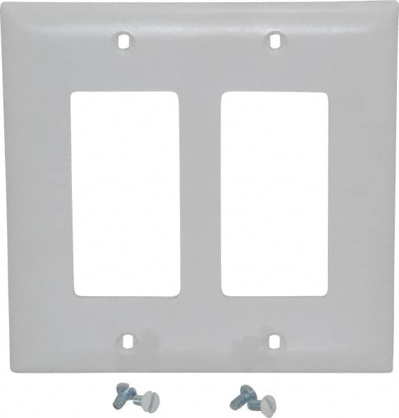 Pass & Seymour - 2 Gang, 4-3/4 Inch Long x 4-11/16 Inch Wide, Standard Switch Plate - Decorator Switch, White, Nylon - Americas Tooling