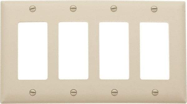 Pass & Seymour - 4 Gang, 4-1/2 Inch Long x 8-3/8 Inch Wide, Standard Switch Plate - Decorator Switch, Ivory, Nylon - Americas Tooling