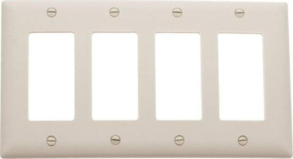 Pass & Seymour - 4 Gang, 4-1/2 Inch Long x 8-3/8 Inch Wide, Standard Switch Plate - Decorator Switch, Light Almond, Nylon - Americas Tooling