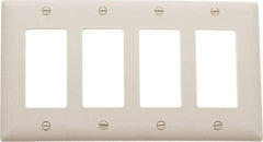 Pass & Seymour - 4 Gang, 4-1/2 Inch Long x 8-3/8 Inch Wide, Standard Switch Plate - Decorator Switch, Light Almond, Nylon - Americas Tooling