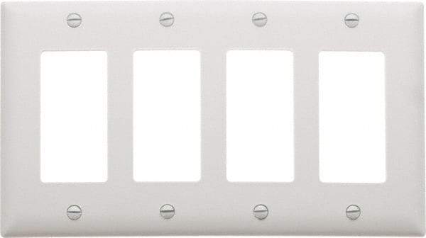 Pass & Seymour - 4 Gang, 4-1/2 Inch Long x 8-3/8 Inch Wide, Standard Switch Plate - Decorator Switch, White, Nylon - Americas Tooling