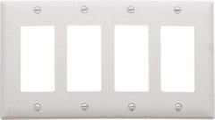 Pass & Seymour - 4 Gang, 4-1/2 Inch Long x 8-3/8 Inch Wide, Standard Switch Plate - Decorator Switch, White, Nylon - Americas Tooling