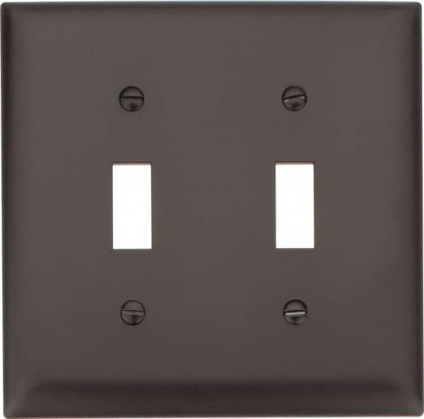 Pass & Seymour - 2 Gang, 4-3/4 Inch Long x 4-11/16 Inch Wide, Standard Switch Plate - Toggle Switch, Brown, Nylon - Americas Tooling