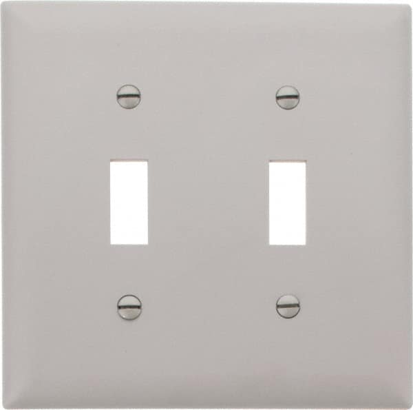 Pass & Seymour - 2 Gang, 4-3/4 Inch Long x 4-11/16 Inch Wide, Standard Switch Plate - Toggle Switch, Gray, Nylon - Americas Tooling