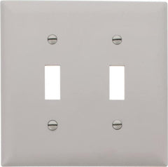 Pass & Seymour - 2 Gang, 4-3/4 Inch Long x 4-11/16 Inch Wide, Standard Switch Plate - Toggle Switch, Gray, Nylon - Americas Tooling