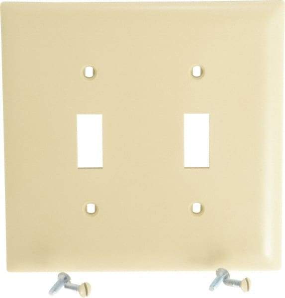 Pass & Seymour - 2 Gang, 4-3/4 Inch Long x 4-11/16 Inch Wide, Standard Switch Plate - Toggle Switch, Ivory, Nylon - Americas Tooling