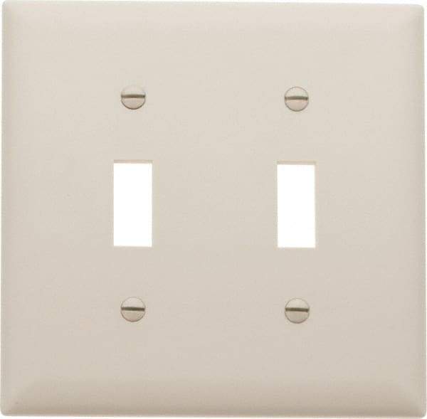 Pass & Seymour - 2 Gang, 4-3/4 Inch Long x 4-11/16 Inch Wide, Standard Switch Plate - Toggle Switch, Light Almond, Nylon - Americas Tooling