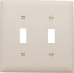 Pass & Seymour - 2 Gang, 4-3/4 Inch Long x 4-11/16 Inch Wide, Standard Switch Plate - Toggle Switch, Light Almond, Nylon - Americas Tooling