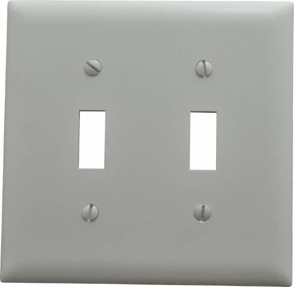 Pass & Seymour - 2 Gang, 4-3/4 Inch Long x 4-11/16 Inch Wide, Standard Switch Plate - Toggle Switch, White, Nylon - Americas Tooling