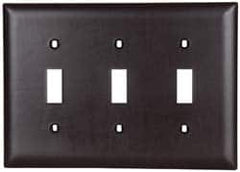 Pass & Seymour - 3 Gang, 4-1/2 Inch Long x 6.563 Inch Wide, Standard Switch Plate - Toggle Switch, Brown, Nylon - Americas Tooling