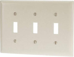 Pass & Seymour - 3 Gang, 4-1/2 Inch Long x 6.563 Inch Wide, Standard Switch Plate - Toggle Switch, Light Almond, Nylon - Americas Tooling