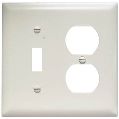 Pass & Seymour - 2 Gang, 4-1/2 Inch Long x 4-3/4 Inch Wide, Standard Combination Wall Plate - One Toggle Switch/One Duplex Outlet, Light Almond, Nylon - Americas Tooling