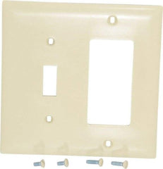 Pass & Seymour - 2 Gang, 4-1/2 Inch Long x 4-3/4 Inch Wide, Standard Combination Wall Plate - One Toggle Switch/One Decorator Switch, Ivory, Nylon - Americas Tooling