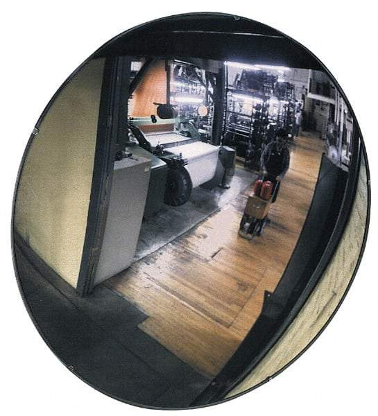 PRO-SAFE - Indoor & Outdoor Round Convex Safety, Traffic & Inspection Mirrors - Polycarbonate Lens, Laminated Hardboard Backing, 32" Diam, 32' Max Covered Distance - Americas Tooling