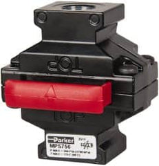 Parker - 3/8" NPT Safety Lockout Valve - 3-Way, 3 Position, Slide Valve, 8.3 CV Rate, 250 Max psi & 175°F Max Temp - Americas Tooling