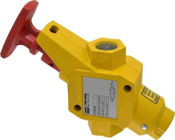 Parker - 3/4" NPT Safety Lockout Valve - 3-Way, 2 Position, Handle, 9.5 CV Rate, 250 Max psi & 160°F Max Temp - Americas Tooling