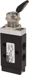 Parker - 1/8" NPT Mechanically Operated Air Valve - 3-Way, 2 Position, Toggle-Spring Return, 0.2 CV Rate, 150 Max psi & 175°F Max Temp - Americas Tooling