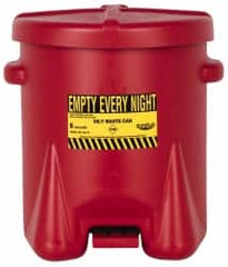 Eagle - 6 Gallon Capacity, Polyethylene Oily Waste Can - 13-1/2 Inch Long x 16-1/2 Inch Wide/Diameter x 16 Inch High, Red, Foot Operated, Approved FM - Americas Tooling