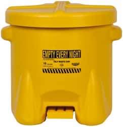 Eagle - 10 Gallon Capacity, Polyethylene Oily Waste Can - 18 Inch Long x 22 Inch Wide/Diameter x 18 Inch High, Yellow, Foot Operated, Approved FM - Americas Tooling