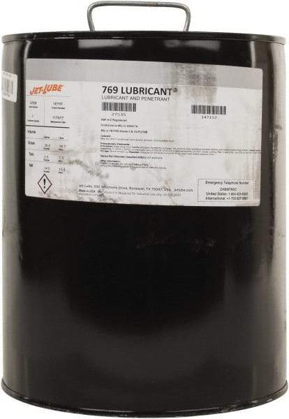 Jet-Lube - 5 Gal Pail Thin Oily Film Penetrant/Lubricant - Clear Amber, Food Grade - Americas Tooling