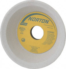 Norton - 6" Diam, 1-1/4" Hole Size, 2" Overall Thickness, 46 Grit, Type 11 Tool & Cutter Grinding Wheel - Coarse Grade, Aluminum Oxide, K Hardness, Vitrified Bond, 3,820 RPM - Americas Tooling