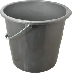 PRO-SOURCE - 10 Qt, Plastic Round Gray Single Pail with Pour Spout - Handle Included - Americas Tooling