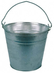 PRO-SOURCE - 12 Qt, 10-3/4" High, Galvanized Steel Round Gray Single Pail - Handle Included, 12-1/4" Top Diam - Americas Tooling