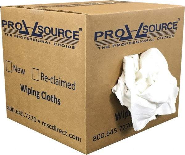 PRO-SOURCE - Reclaimed Cotton T-Shirt Rag - Low Lint, White, 3 to 4 Pieces per Lb, Comes in Box - Americas Tooling