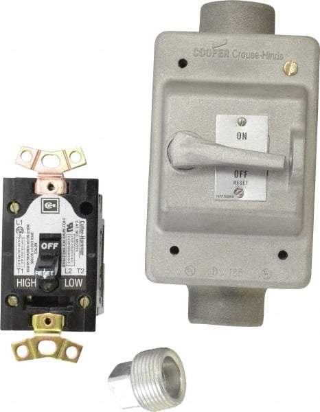 Eaton Cutler-Hammer - 1 Pole, 0.4 to 16 Amp, NEMA, Enclosed Toggle Manual Motor Starter - 60.5mm Wide x 50mm Deep x 105.7mm High, 1 hp at 120/240 V, 1 hp at 277 V, 1/4 hp at 120/240 V & 1/4 hp at 32 V, CSA Certified, NEMA 1, UL Listed - Americas Tooling