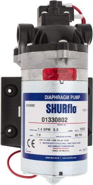 Pentair - 1/10 HP, 3/8 Inlet Size, 3/8 Outlet Size, Demand Switch, Diaphragm Spray Pump - 12 Input Voltage, Polypropylene, 1.40 Max GPM - Americas Tooling