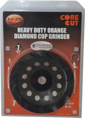 Core Cut - 7" Diam, 7/8" Hole Size, 3/16" Overall Thickness, Spiral Cup Tool & Cutter Grinding Wheel - Diamond, 8,725 RPM - Americas Tooling