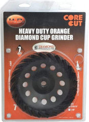 Core Cut - 7" Diam, 3/16" Overall Thickness, Spiral Cup Tool & Cutter Grinding Wheel - Diamond, 8,725 RPM - Americas Tooling