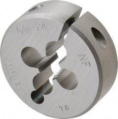 OSG - 5/16-24 UNF Thread, 1-1/2" Outside Diam High Speed Steel Round Die - 1/2" Thick, Right Hand Thread, Adjustable - Exact Industrial Supply